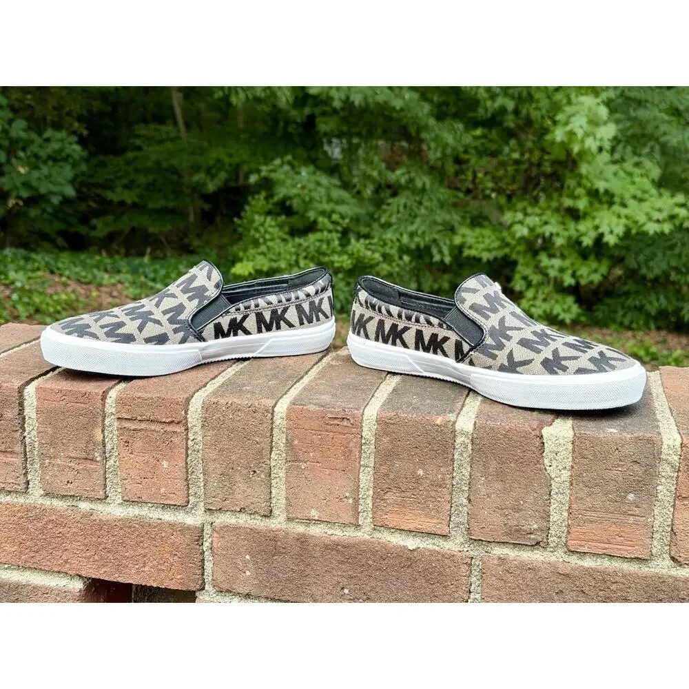 Michael Kors Keaton Women’s Slip On Sneakers Size 7 Monogram Logo NWOB